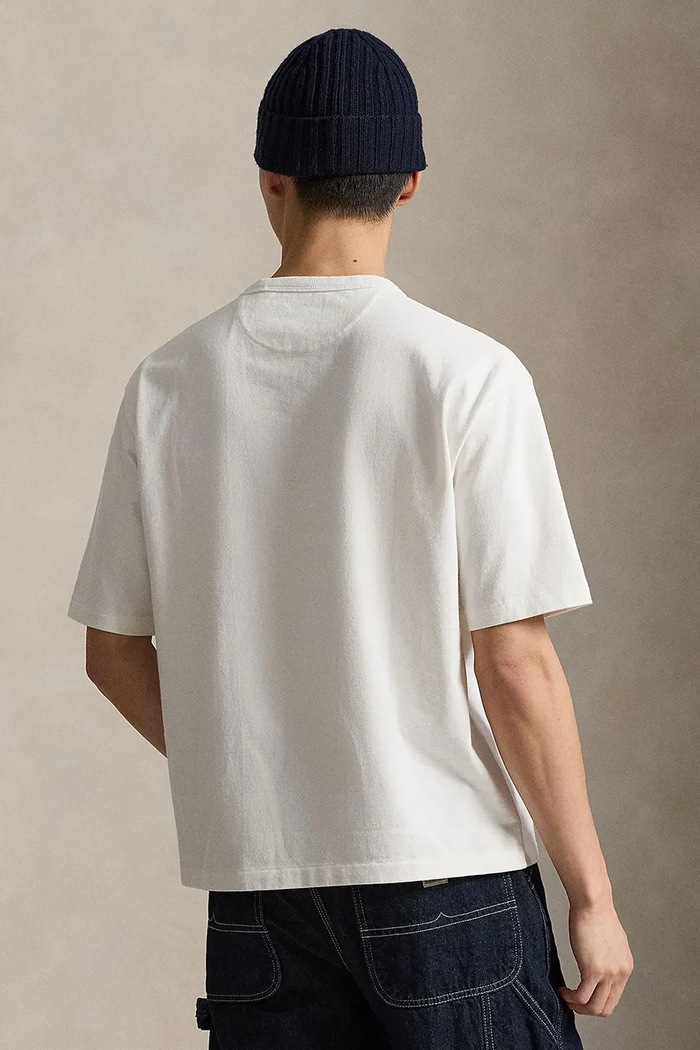 Polo Ralph Lauren tricou oversized pentru bărbați din bumbac 710A12979 alb SS26