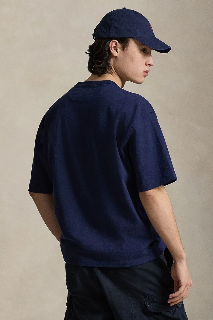 Polo Ralph Lauren tricou oversized pentru bărbați din bumbac 710A12979 bleumarin SS26