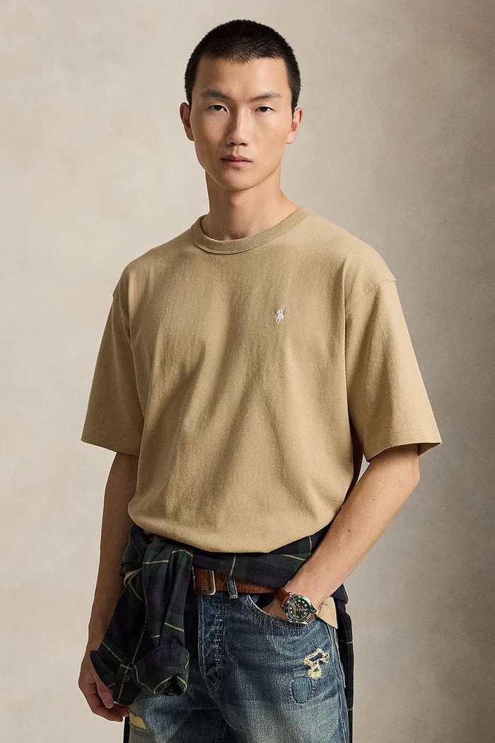 Polo Ralph Lauren Oversize tričko pánske bavlnené béžová 710A12979