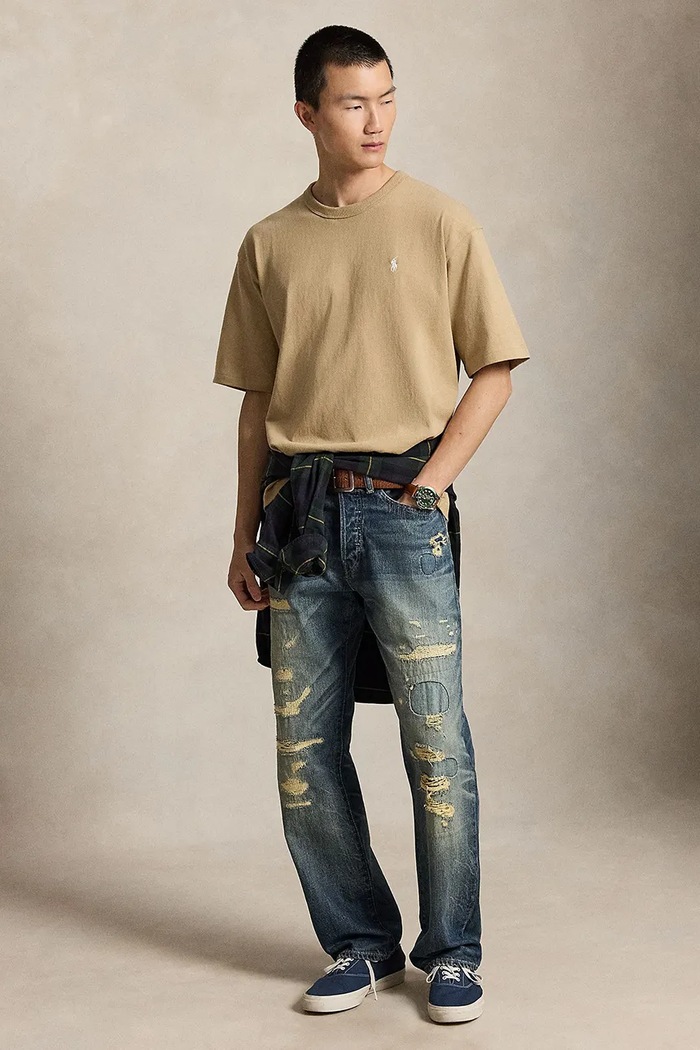 Polo Ralph Lauren Oversize tričko pánske bavlnené 710A12979 béžová SS26