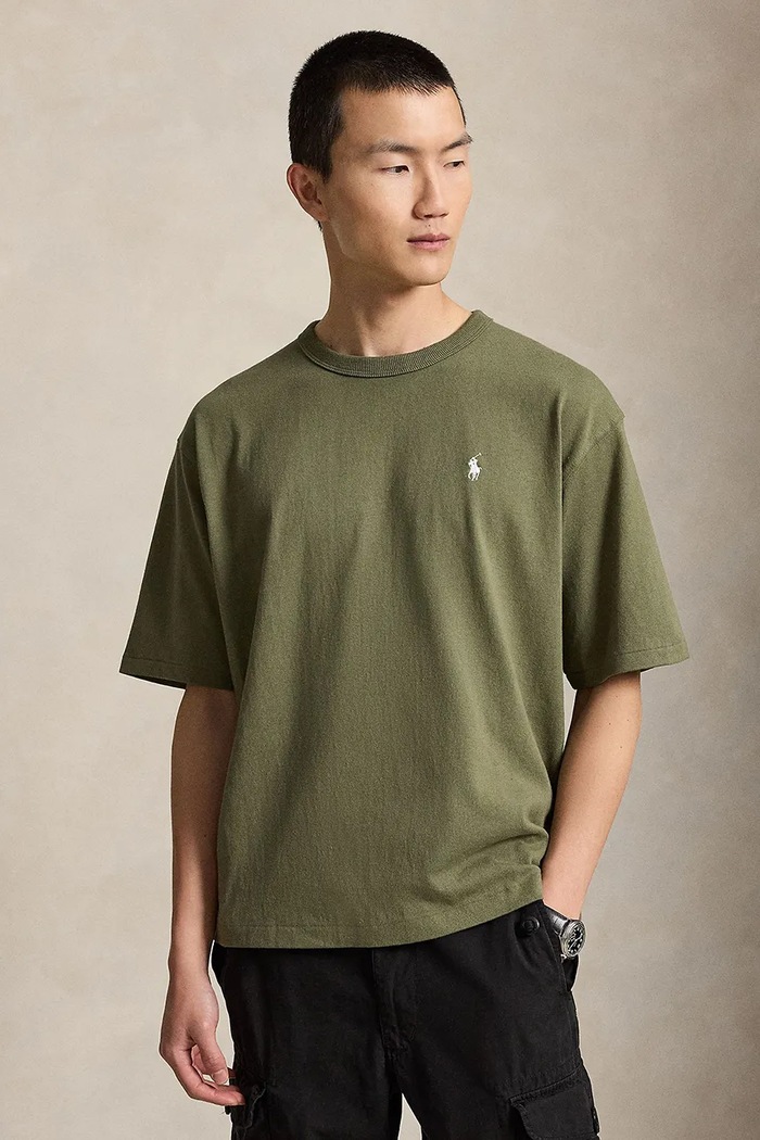 Polo Ralph Lauren T-shirt oversize bawełniany męski zielony 710A12979