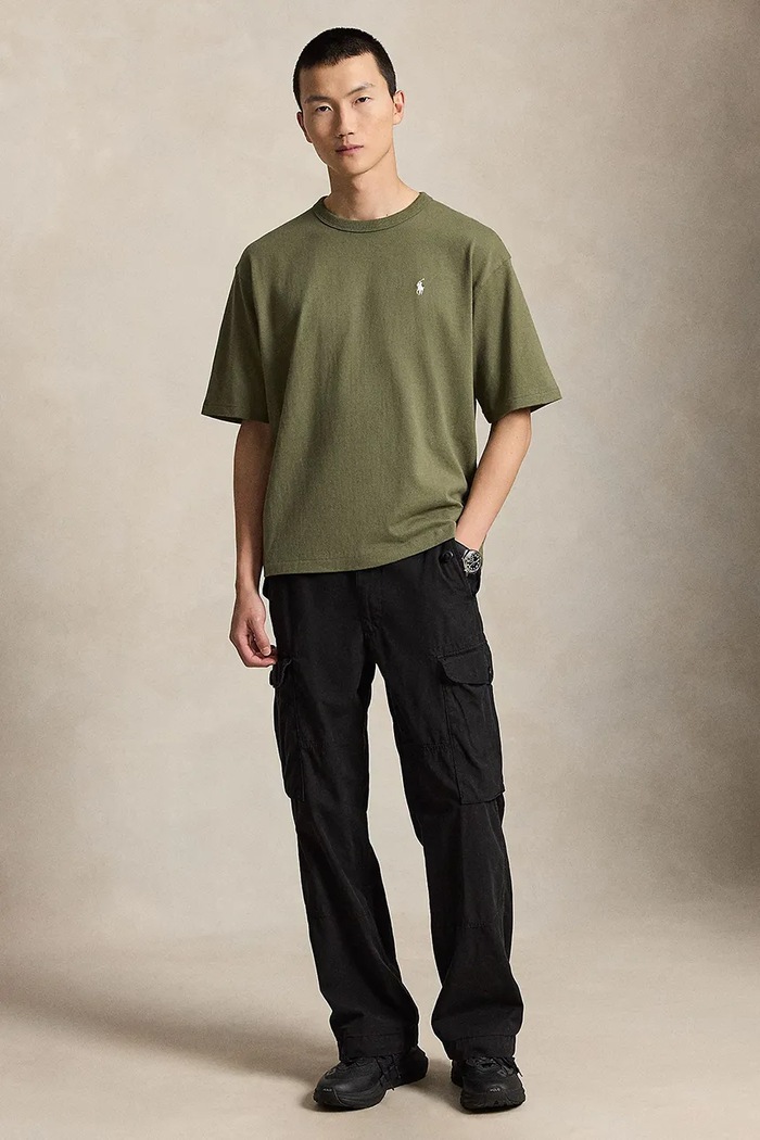 Odzież Polo Ralph Lauren T-shirt oversize bawełniany męski 710A12979 zielony