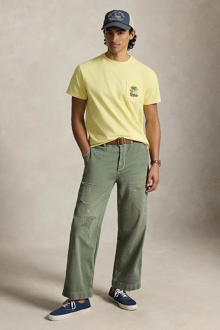 Дрехи Polo Ralph Lauren тениска мъжка памучна 710B14586 жълт
