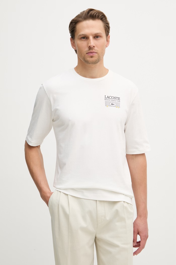 Дрехи Lacoste тениска мъжка памучна TH0375 бял