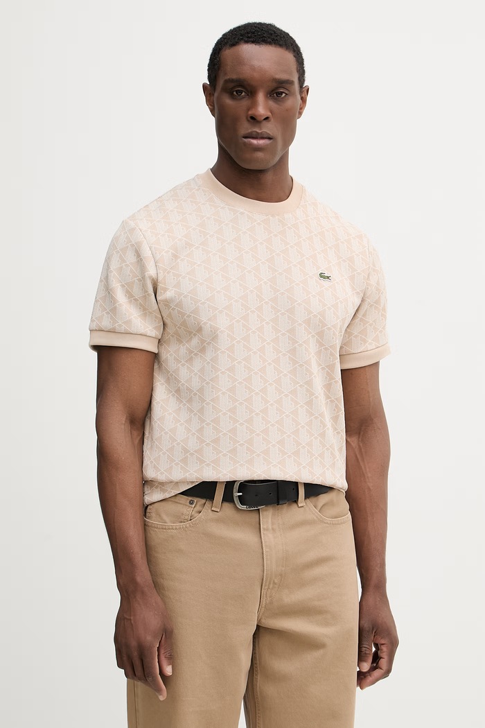 Lacoste T-shirt Ανδρικό εμπριμέ μπεζ TH1197
