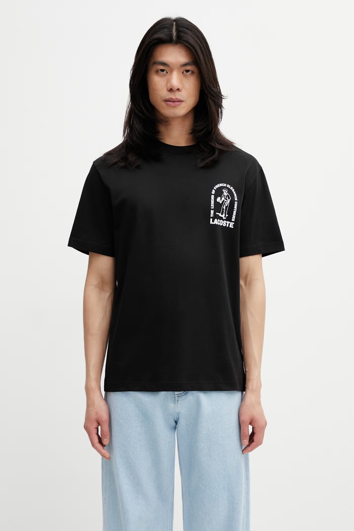 Lacoste t-shirt ανδρικό βαμβακερό μαύρο TH1433
