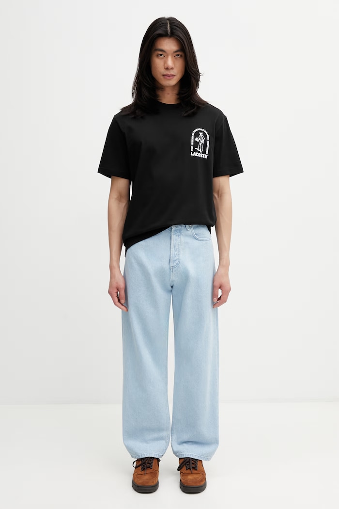 Lacoste t-shirt ανδρικό βαμβακερό μαύρο TH1433