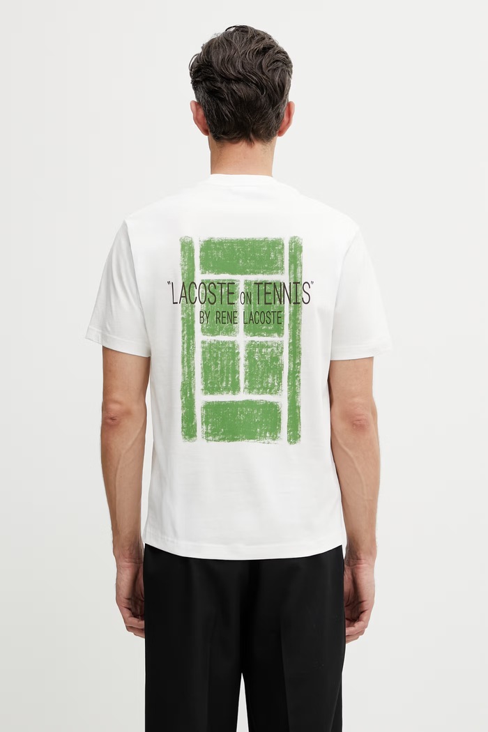 Lacoste T-shirt męski bawełniany biały TH2197