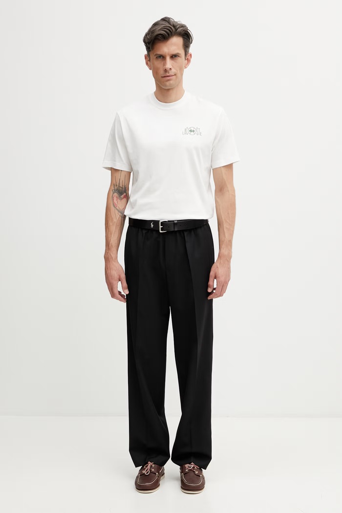 Lacoste T-shirt męski bawełniany TH2197 biały