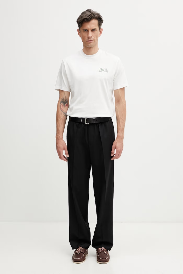 Lacoste T-shirt męski bawełniany TH2197 biały