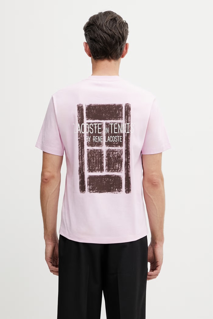 Lacoste t-shirt βαμβακερό Ανδρικό μωβ TH2197