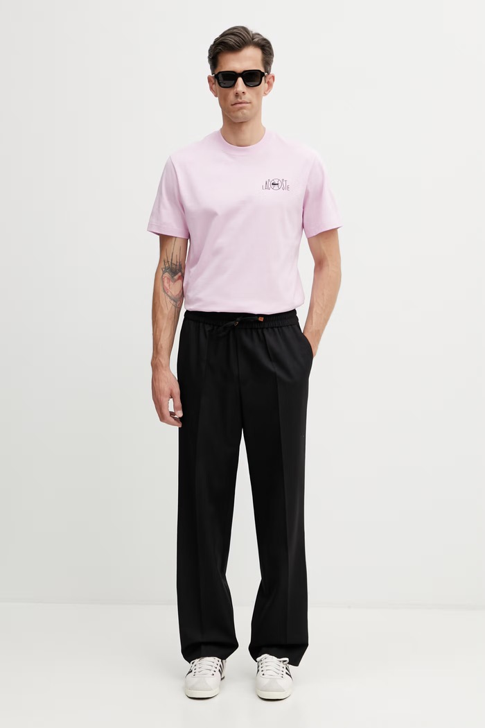 Lacoste t-shirt βαμβακερό Ανδρικό TH2197 μωβ