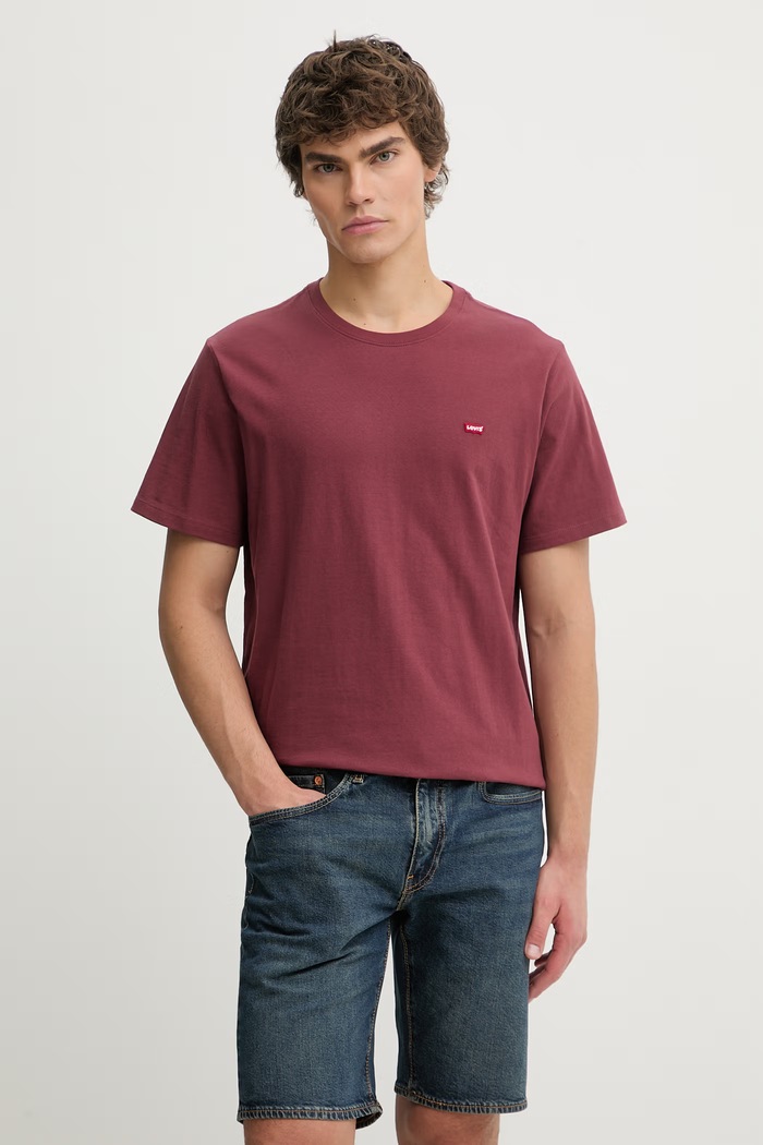Levi's tricou din bumbac SS ORIGINAL HM uni burgundia 56605.0308