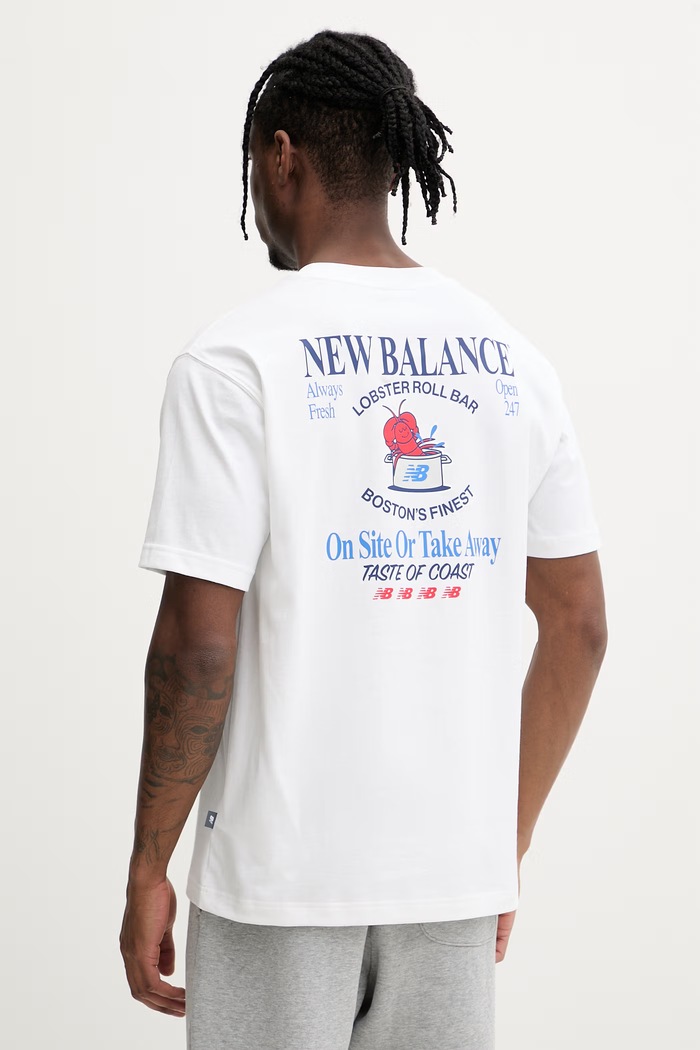 New Balance t-shirt męski bawełniany Lobster biały MT61Y1F6WT