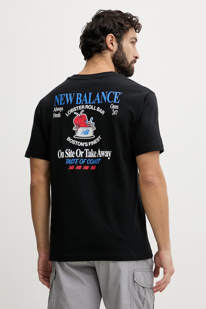 New Balance T-shirt ανδρικό βαμβακερό Lobster μαύρο MT61Y1F6BK