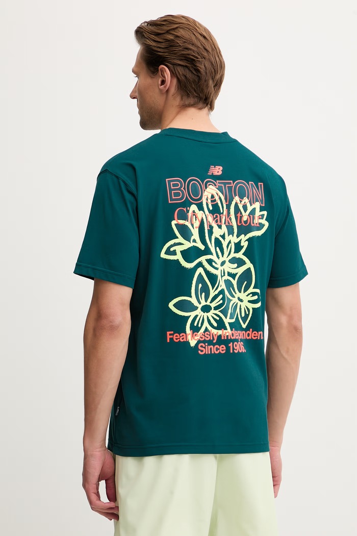 New Balance t-shirt ανδρικό με βαμβάκι Boston MT61T0QMAAV πράσινο SS26