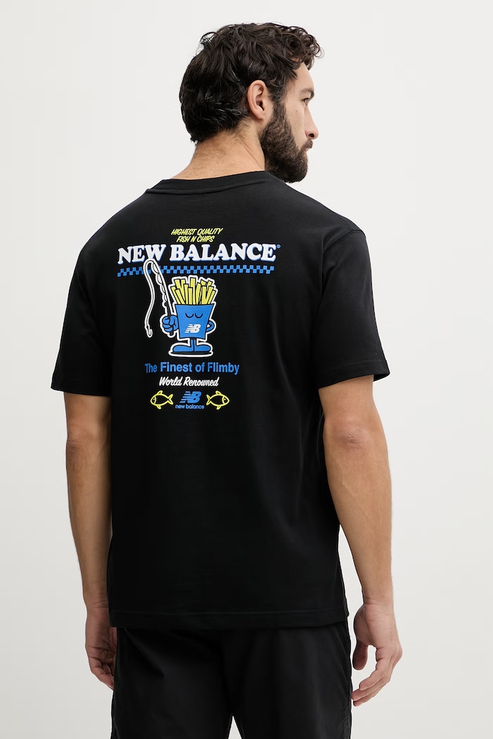 New Balance t-shirt ανδρικό βαμβακερό Fish and Chips μαύρο MT61I5BMBK