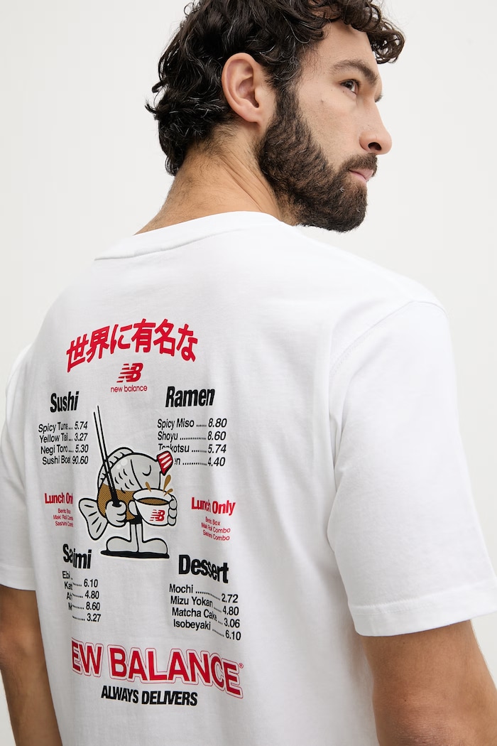 New Balance T-shirt ανδρικό βαμβακερό Ramen λευκό MT61H51DWT