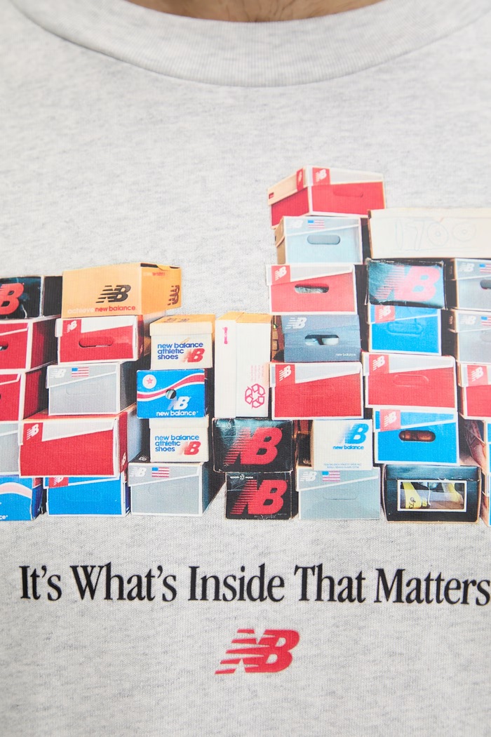 New Balance t-shirt ανδρικό βαμβακερό Boxes MT61H0DXAHH γκρί