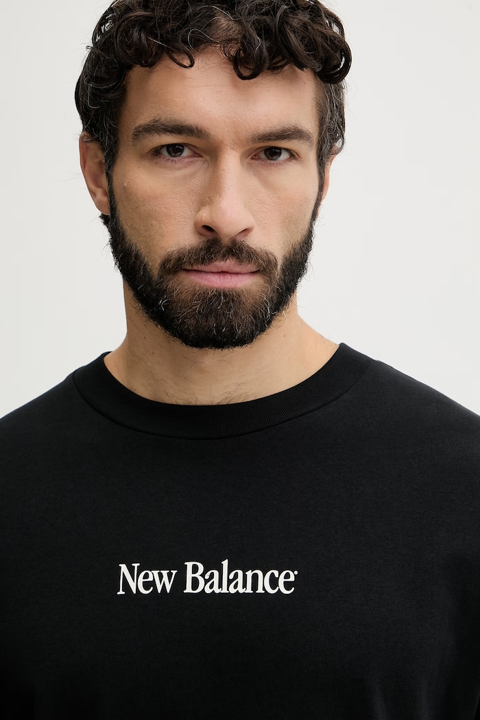 New Balance t-shirt Ανδρικό βαμβακερό N Collage μαύρο MT6161TQBK