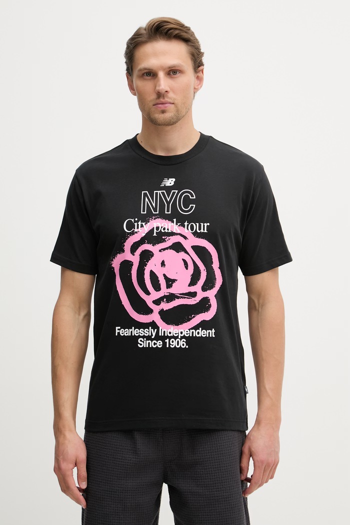 New Balance t-shirt ανδρικό με βαμβάκι NYC City Run μαύρο MT61018IBK
