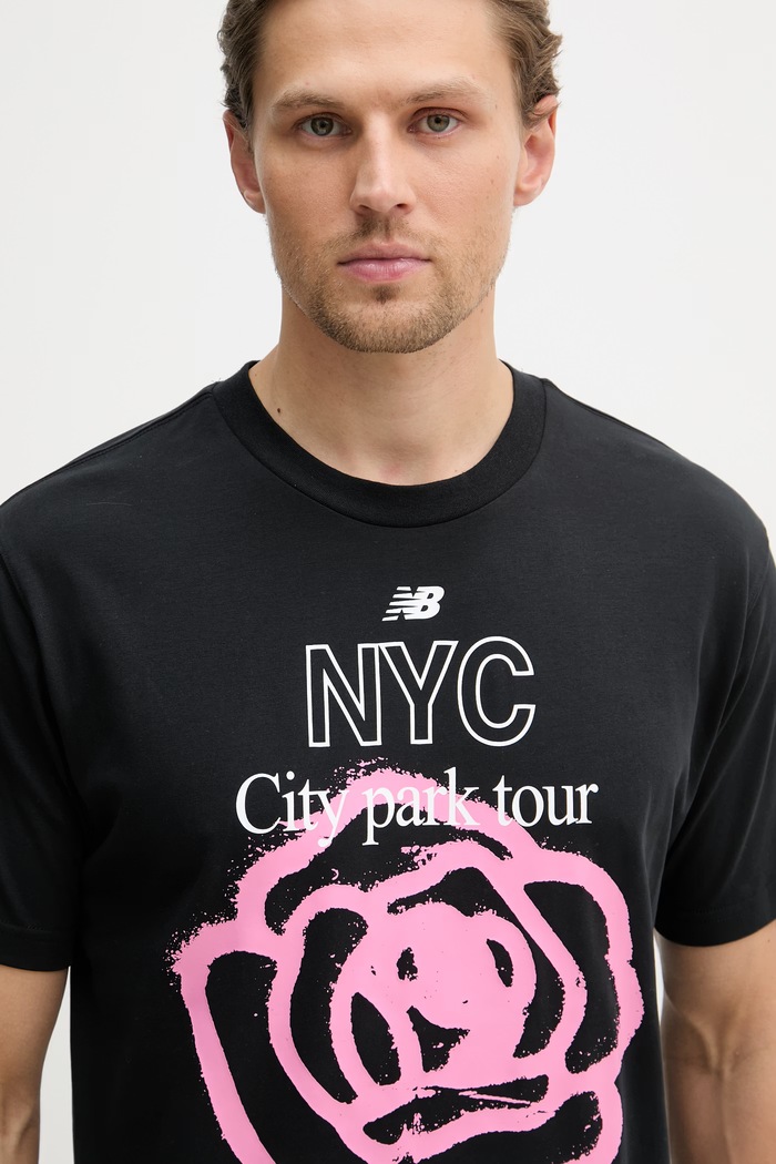 New Balance t-shirt ανδρικό με βαμβάκι NYC City Run μαύρο MT61018IBK