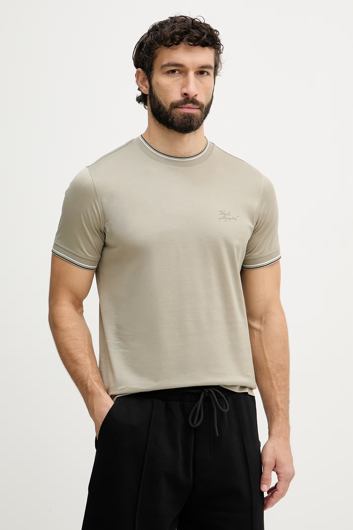 Karl Lagerfeld t-shirt męski bawełniany zielony 562200.755003