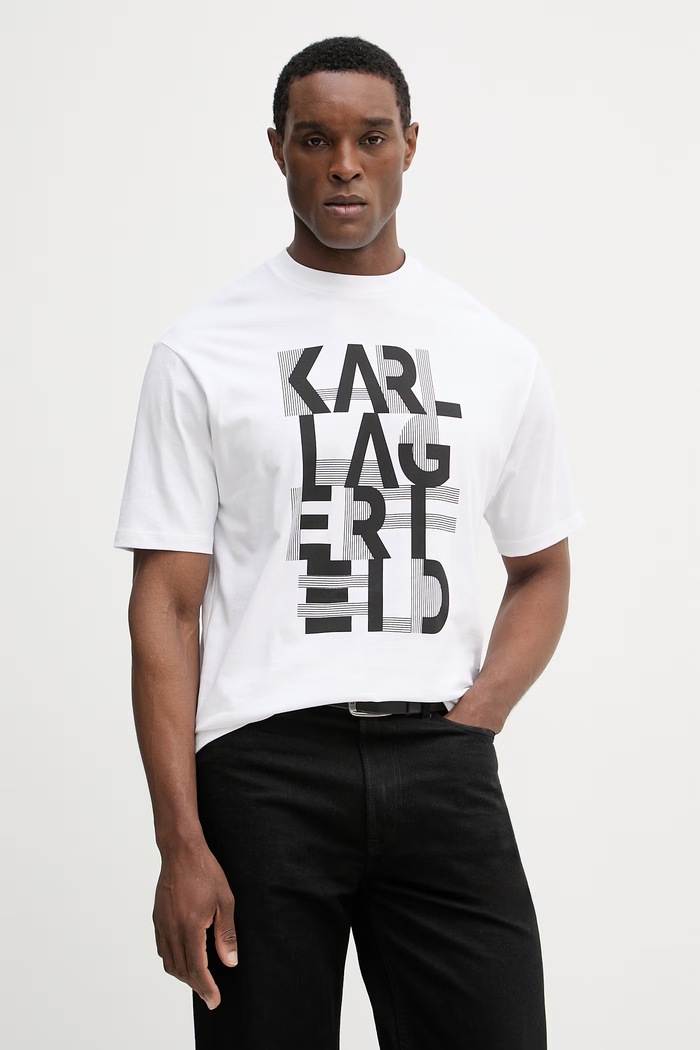 Bavlnené tričko Karl Lagerfeld relaxed biela 562225.755130