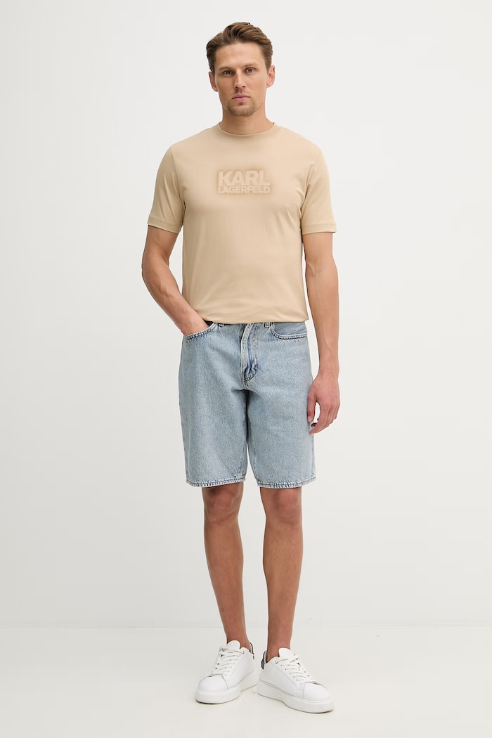Karl Lagerfeld t-shirt bawełniany 562242.755060 beżowy SS26