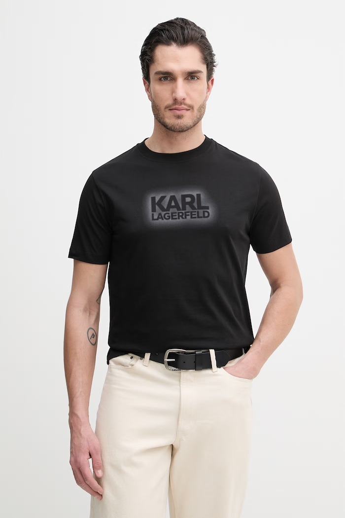 Karl Lagerfeld tricou din bumbac print negru 562242.755060