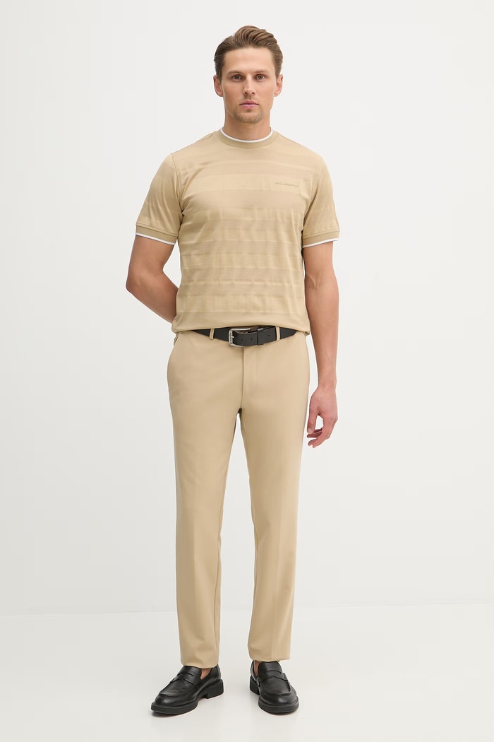 Памучна тениска Karl Lagerfeld 562201.755004 бежов SS26