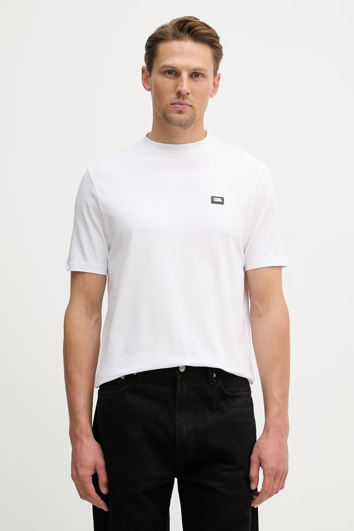 Karl Lagerfeld t-shirt z elastanem biały 562235.755052