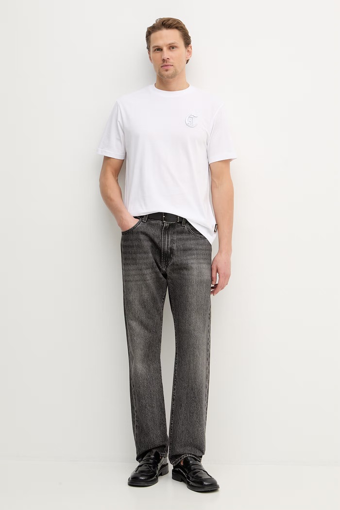 Βαμβακερό μπλουζάκι Just Cavalli 80OAHT07.CJ500 λευκό SS26
