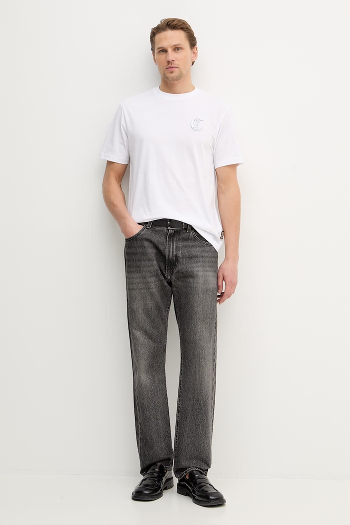 Βαμβακερό μπλουζάκι Just Cavalli 80OAHT07.CJ500 λευκό SS26