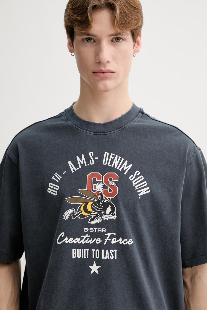 G-Star tricou din bumbac Front gr angry bee loose bleumarin D29297.E401