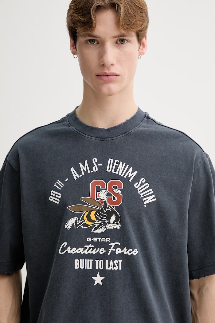 G-Star tricou din bumbac Front gr angry bee loose bleumarin D29297.E401