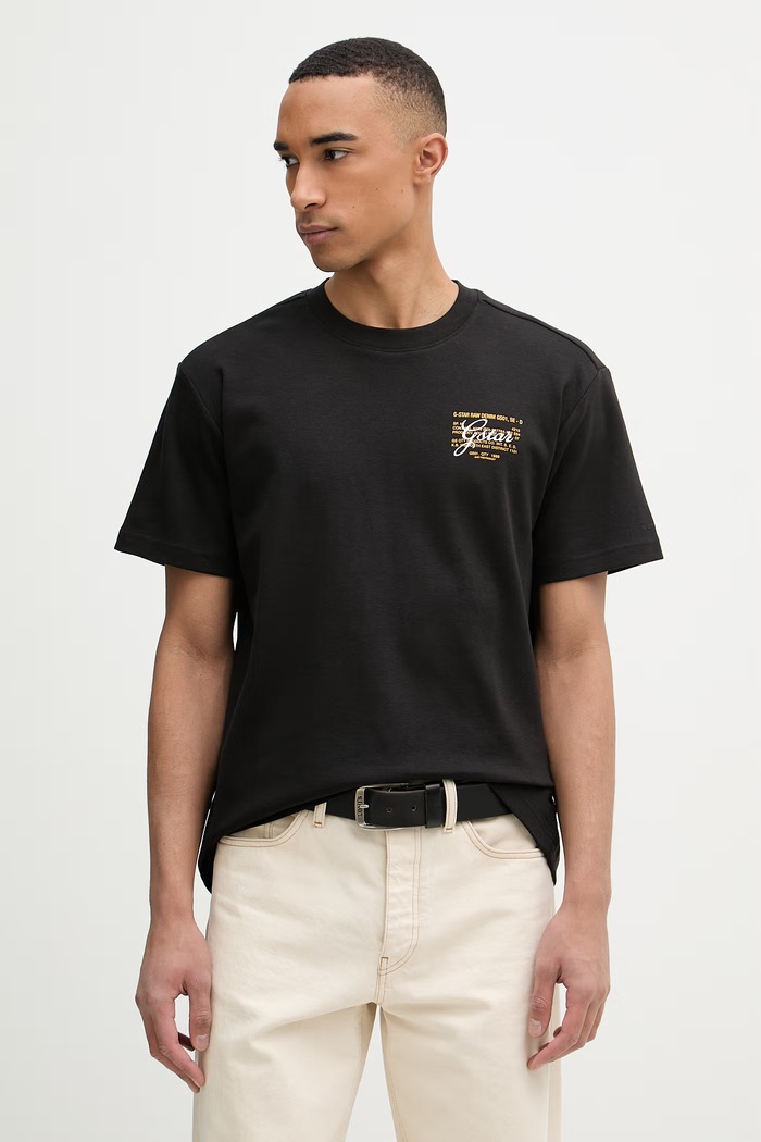 G-Star T-shirt Ανδρικό Βαμβακερό Script gr μαύρο D28594.C812