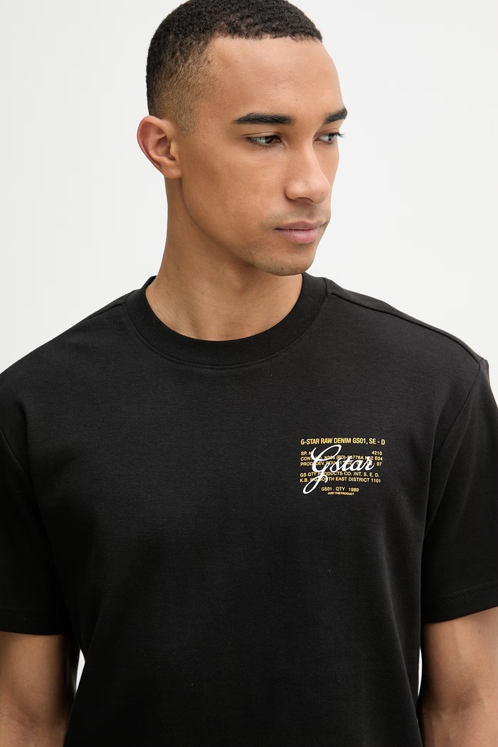 G-Star T-shirt Ανδρικό Βαμβακερό Script gr μαύρο D28594.C812