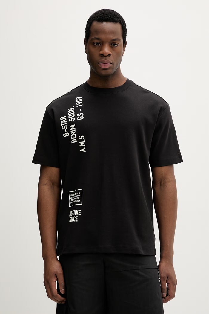 G-Star tricou de bărbați din bumbac Stencil gr relaxed negru D28597.D976