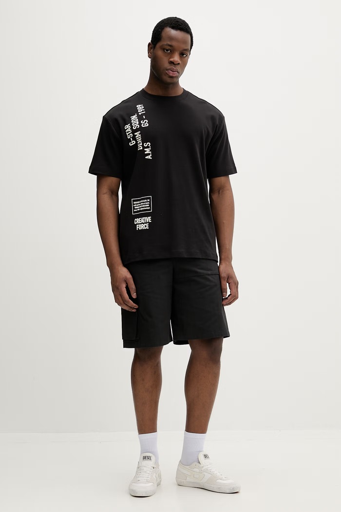 G-Star tricou de bărbați din bumbac Stencil gr relaxed D28597.D976 negru SS26