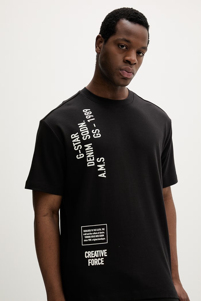 G-Star tricou de bărbați din bumbac Stencil gr relaxed negru D28597.D976