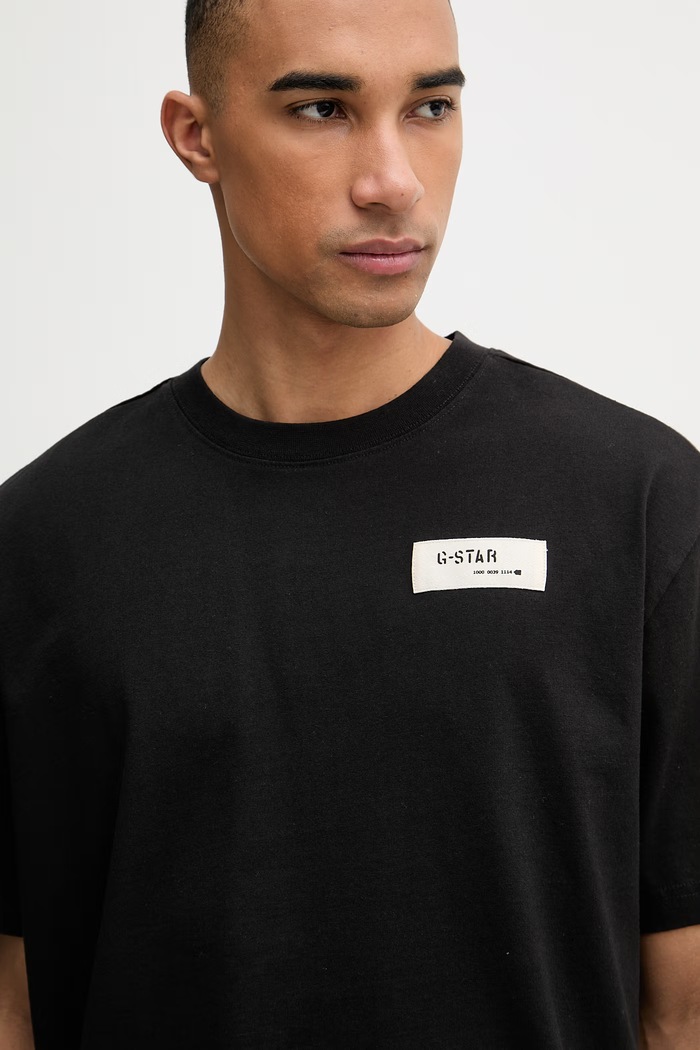 G-Star тениска мъжка памучна HB badge relaxed черен D28606.E385