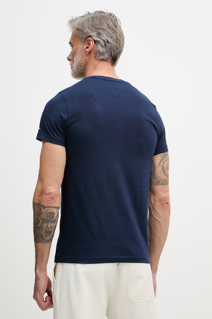 Ρούχα Tommy Hilfiger T-shirt Ανδρικό βαμβακερό MW0MW11797. σκούρο μπλε