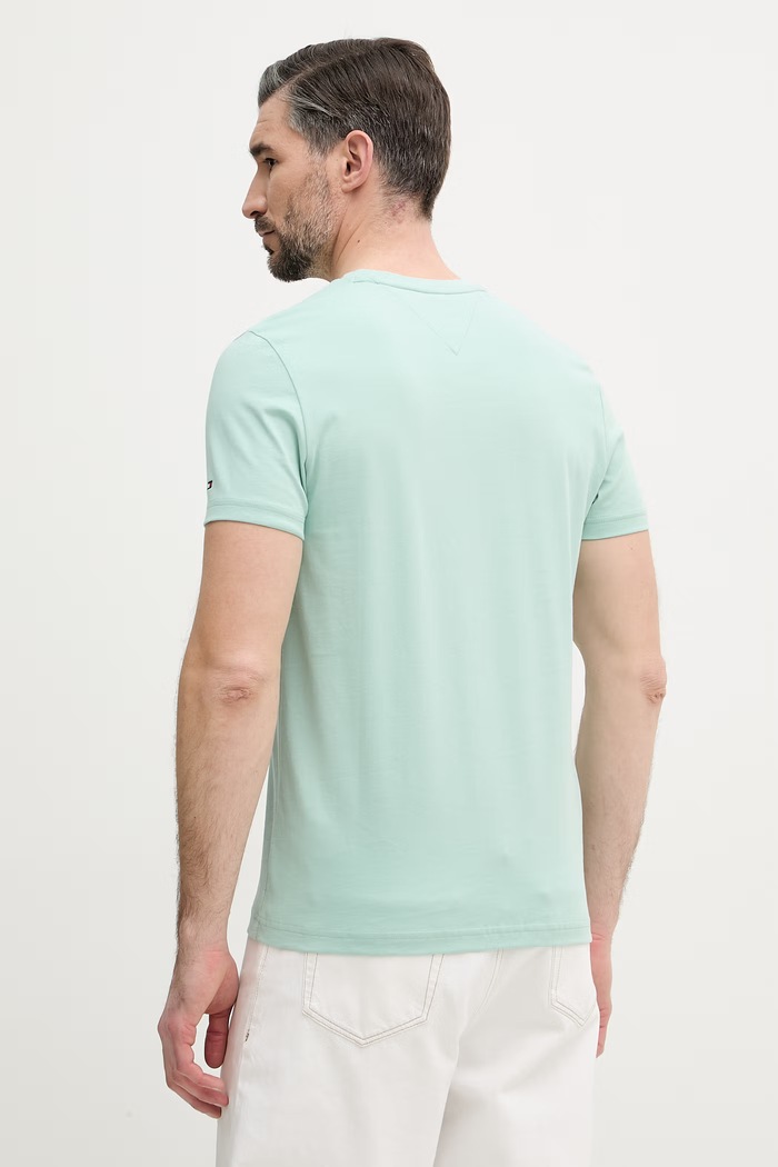 Îmbrăcăminte Tommy Hilfiger tricou pentru bărbați, din bumbac MW0MW11797. turcoaz