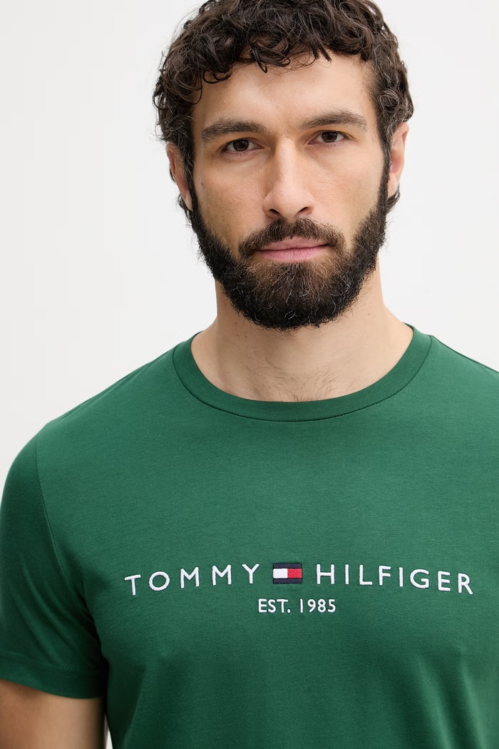 Tommy Hilfiger férfi pamut póló zöld MW0MW11797.