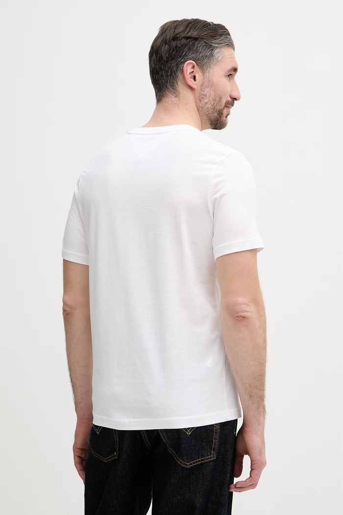 Ρούχα Tommy Hilfiger T-shirt Ανδρικό βαμβακερό MW0MW42366 λευκό