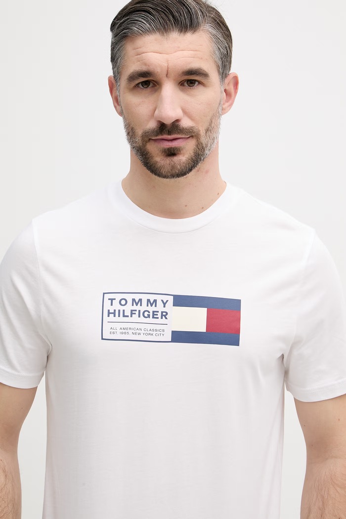 Tommy Hilfiger T-shirt Ανδρικό βαμβακερό λευκό MW0MW42366