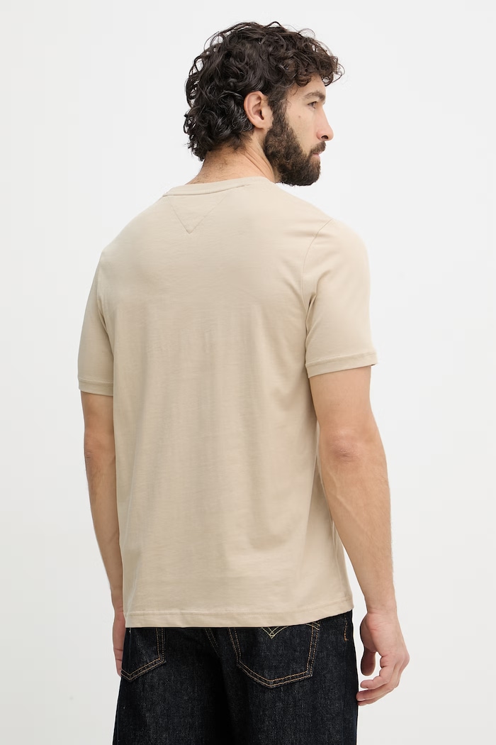 Îmbrăcăminte Tommy Hilfiger tricou pentru bărbați, din bumbac MW0MW42366 bej
