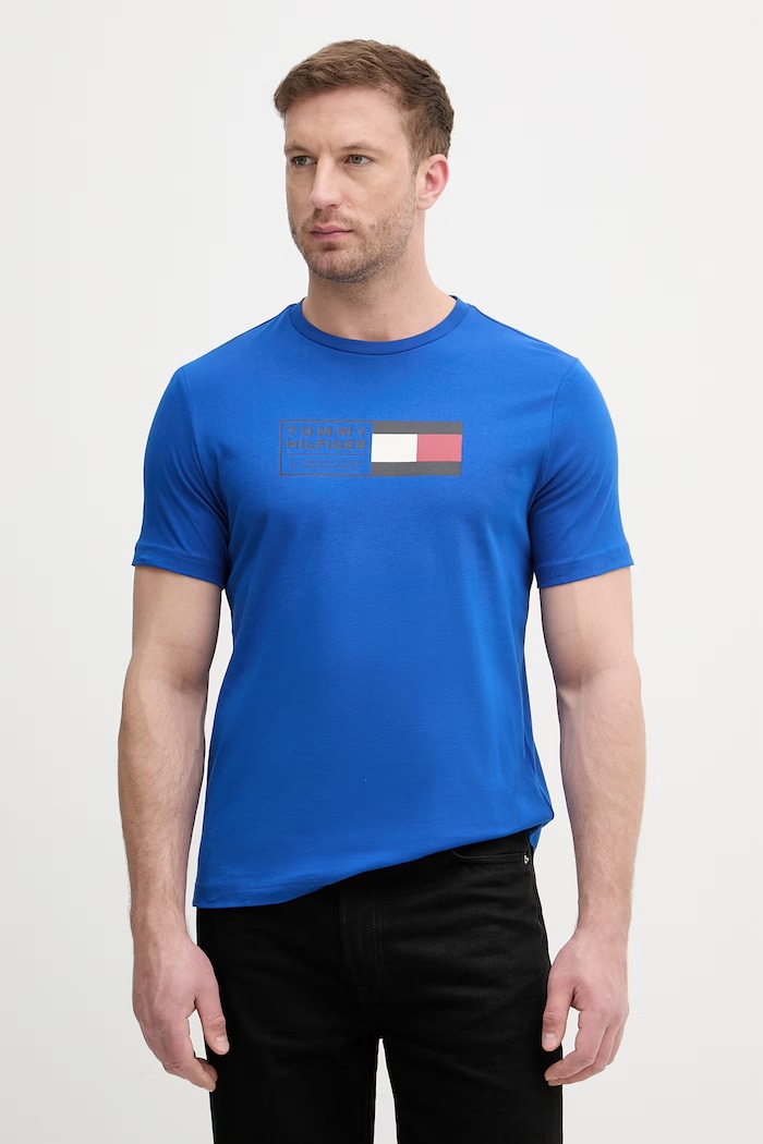 Tommy Hilfiger tricou pentru bărbați, din bumbac albastru MW0MW42366
