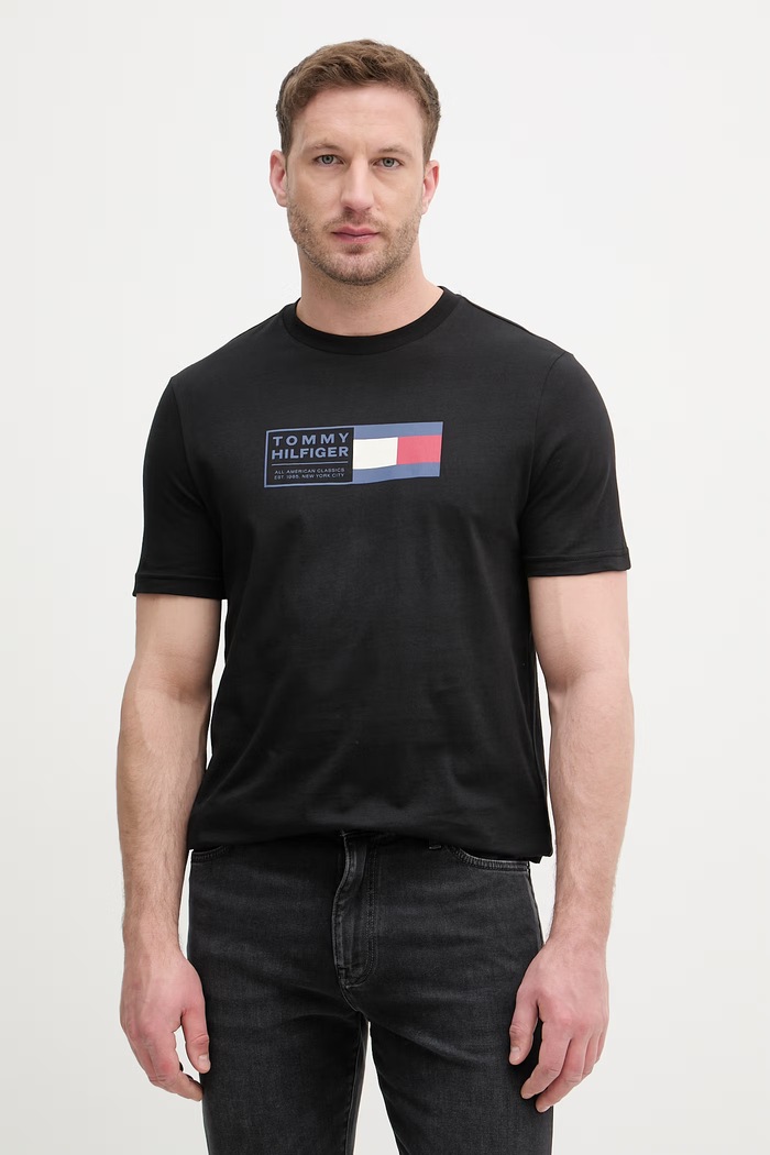 Tommy Hilfiger tricou pentru bărbați, din bumbac negru MW0MW42366